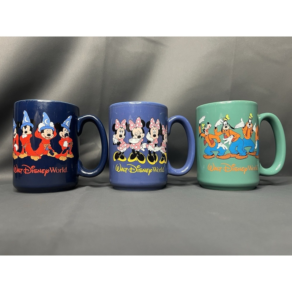 Lot Of 3 Walt Disney World Mickey, Minnie, And Goofy Mugs.